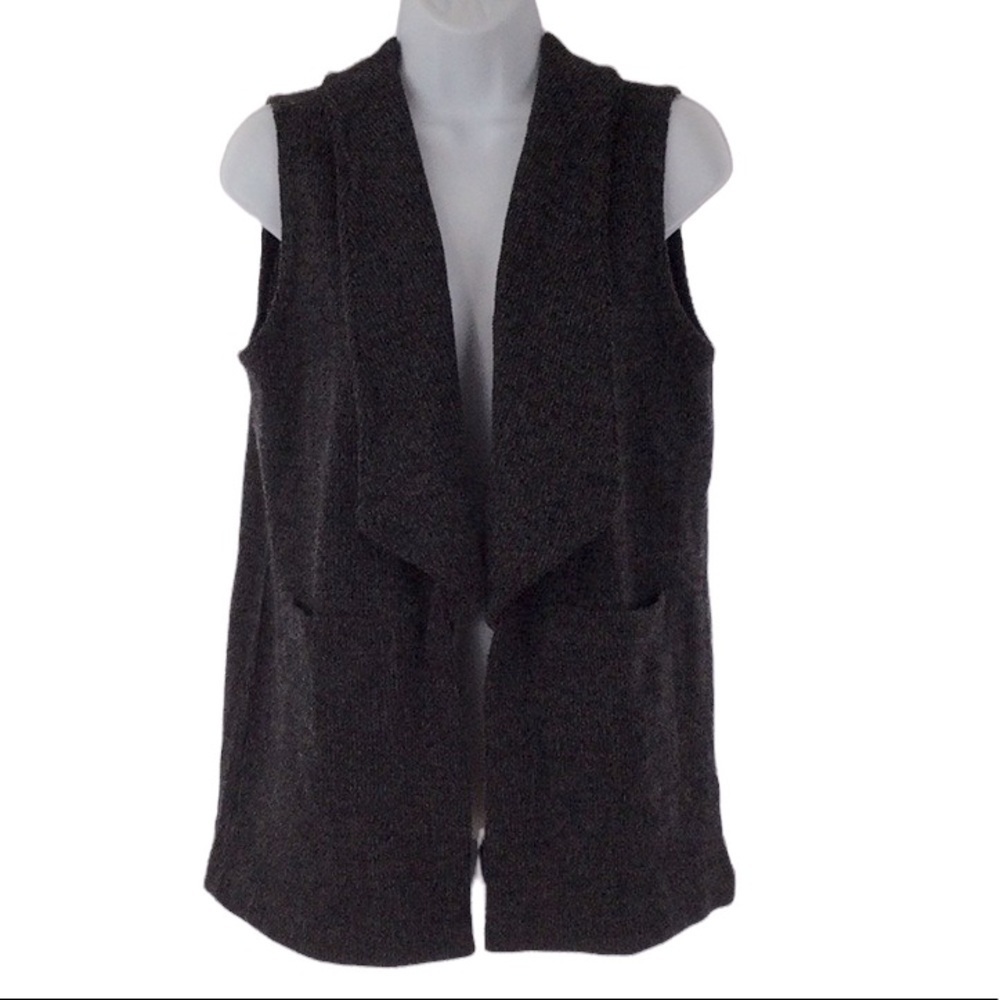 LOFT Pocket Open Sweater Vest - Charcoal Sz S